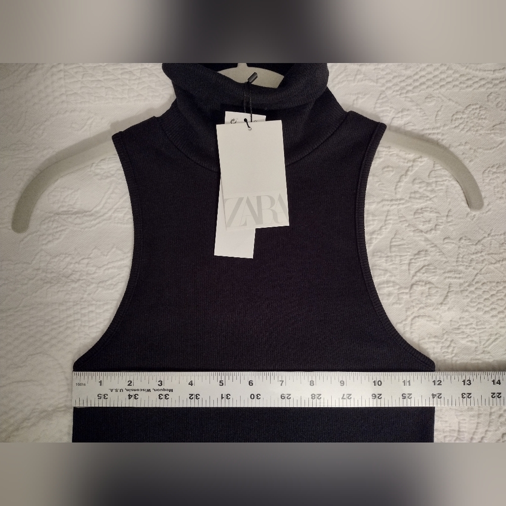 Zara Black Sleeveless Turtleneck Bodycon Midi Dress NWT - Picture 5 of 6